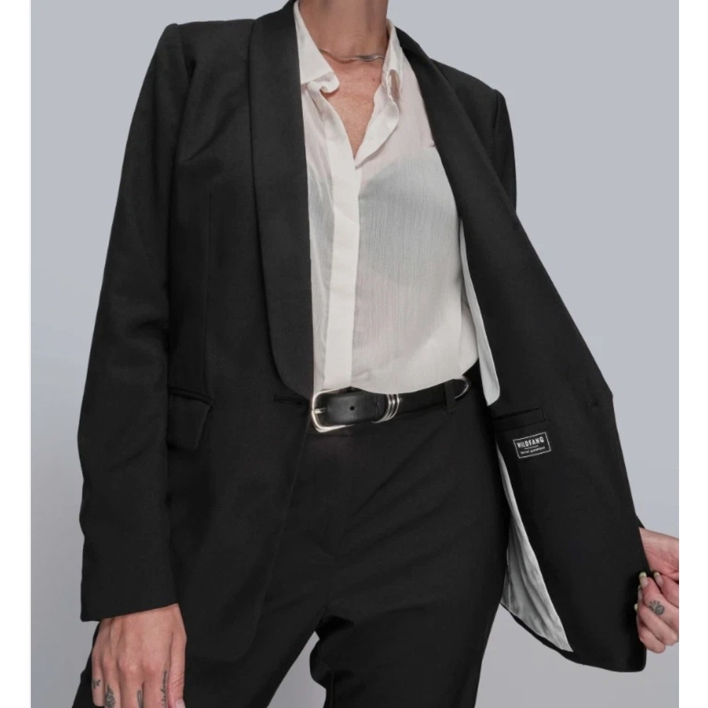 Wildfang The Empower Shawl Collar Blazer Black Single Button Suit Jacket NWT